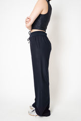 Lorena Antoniazzi Pull-On Style Wool Flannel Trousers in Navy