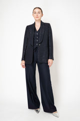 Peserico Wool Sequin Blazer in Deep Navy