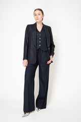 Lorena Antoniazzi Pull-On Style Wool Flannel Trousers in Navy