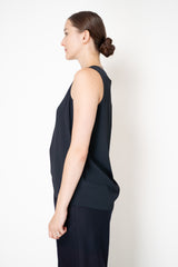 Fabiana Filippi Crepe De Chine Sleeveless Top With Tulle Trim in Navy