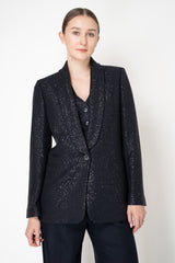 Peserico Wool Sequin Blazer in Deep Navy