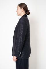 Peserico Wool Sequin Blazer in Deep Navy