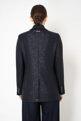 Peserico Wool Sequin Blazer in Deep Navy