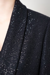 Peserico Wool Sequin Blazer in Deep Navy