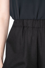 Fabiana Filippi Boiled Wool Wide Cropped Pants With Filo Diamante Loop in Black
