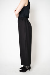 Fabiana Filippi Boiled Wool Wide Cropped Pants With Filo Diamante Loop in Black