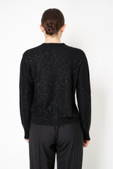 Fabiana Filippi Wool Blend Knit Sequin V-Neck Cardigan in Black