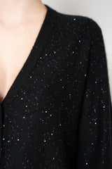Fabiana Filippi Wool Blend Knit Sequin V-Neck Cardigan in Black