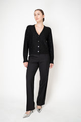 Fabiana Filippi Wool Blend Knit Sequin V-Neck Cardigan in Black