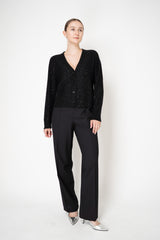 Fabiana Filippi Wool Blend Knit Sequin V-Neck Cardigan in Black
