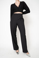 Fabiana Filippi Bistretch Wool Pull-On Trousers With Front Crease in Black