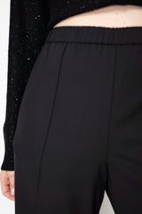 Fabiana Filippi Bistretch Wool Pull-On Trousers With Front Crease in Black