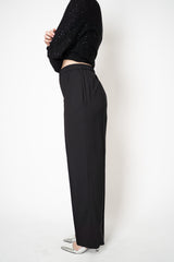 Fabiana Filippi Bistretch Wool Pull-On Trousers With Front Crease in Black
