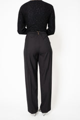 Fabiana Filippi Bistretch Wool Pull-On Trousers With Front Crease in Black