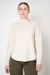 Rocco Ragni Wool Cashmere Knit Turtleneck Pullover with Brilliant Beading Detail in Off-White