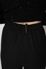 Fabiana Filippi Bistretch Wool Pull-On Trousers With Front Crease in Black