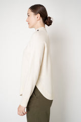 Rocco Ragni Wool Cashmere Knit Turtleneck Pullover with Brilliant Beading Detail in Off-White