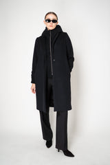 Rocco Ragni Virgin Wool Coat with Detachable Hood and Chest Piece in Black