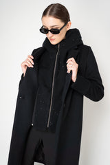 Rocco Ragni Virgin Wool Coat with Detachable Hood and Chest Piece in Black