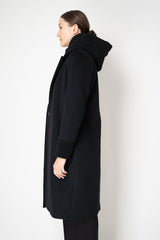 Rocco Ragni Virgin Wool Coat with Detachable Hood and Chest Piece in Black