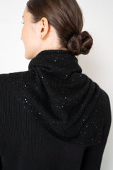Fabiana Filippi Sequin Embellished Silk Wool Triangle Scarf in Black