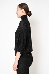 Fabiana Filippi Lightweight Sequin Turtle Neck Sweater in Black