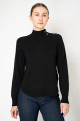 Rocco Ragni Wool Cashmere Knit Turtleneck Pullover with Brilliant Beading Detail in Black