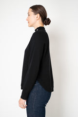 Rocco Ragni Wool Cashmere Knit Turtleneck Pullover with Brilliant Beading Detail in Black