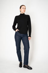 Rocco Ragni Wool Cashmere Knit Turtleneck Pullover with Brilliant Beading Detail in Black