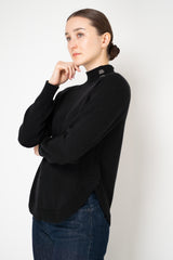 Rocco Ragni Wool Cashmere Knit Turtleneck Pullover with Brilliant Beading Detail in Black