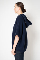 Rocco Ragni Knit Cashmere Hooded Pullover with Brilliant Detail in Navy