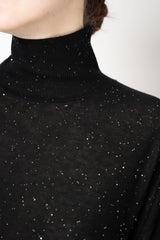 Fabiana Filippi Lightweight Sequin Turtle Neck Sweater in Black