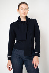 Fabiana Filippi Wool Cashmere Knit Shoulder Shrug with Faux Sleeve in Navy