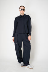 Fabiana Filippi Viscose Blend Scuba Cargo Trousers  in Navy