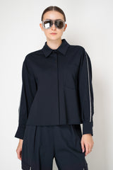 Fabiana Filippi Viscose Blend Scuba Collared Track Jacket in Navy