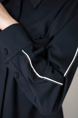 Fabiana Filippi Viscose Blend Scuba Collared Track Jacket in Navy