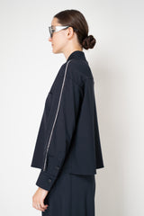 Fabiana Filippi Viscose Blend Scuba Collared Track Jacket in Navy