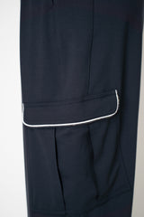 Fabiana Filippi Viscose Blend Scuba Cargo Trousers  in Navy