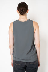 Fabiana Filippi Crepe De Chine Sleeveless Top With Tulle Trim in Grey Teal