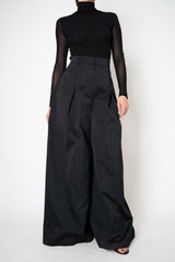 Sara Roka Sateen Palazzo Pants in Black