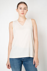 Fabiana Filippi Crepe De Chine Sleeveless Top With Tulle Trim in Cream