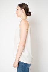 Fabiana Filippi Crepe De Chine Sleeveless Top With Tulle Trim in Cream