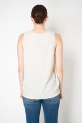 Fabiana Filippi Crepe De Chine Sleeveless Top With Tulle Trim in Cream