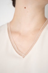 Fabiana Filippi Crepe De Chine Sleeveless Top With Tulle Trim in Cream