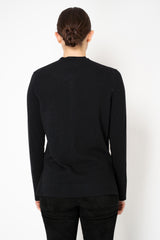 Rocco Ragni Wool Cashmere Knit Round Neck Cardigan with Filo Diamante Chest Pocket in Black