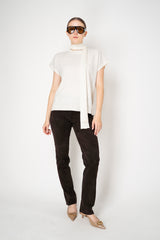 Fabiana Filippi Wool Cashmere Knit Short Sleeve Pullover With Detachable Scarf in Off-White