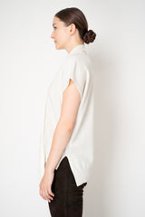 Fabiana Filippi Wool Cashmere Knit Short Sleeve Pullover With Detachable Scarf in Off-White