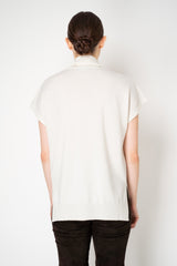 Fabiana Filippi Wool Cashmere Knit Short Sleeve Pullover With Detachable Scarf in Off-White