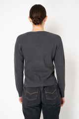 Rocco Ragni Wool Cashmere Ribbed Knit Filo Diamante V-Neck Pullover in Charcoal