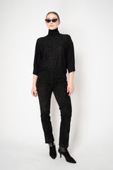 Fabiana Filippi Lightweight Sequin Turtle Neck Sweater in Black